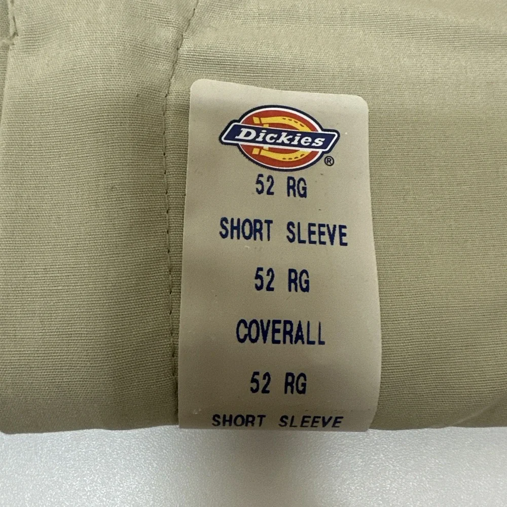 Vtg Dickies Coverall Khaki Short Sleeve Workwear Stain Release Size 52 R NEW NOS